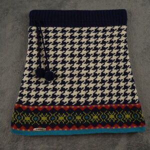 Everest Designs Skirt Womens S Blue Houndstooth Wool Fair Isle Pom Pom Mini